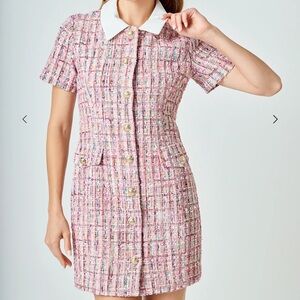 Endless Rose Pink Tweed Mini Dress